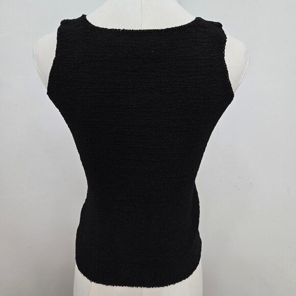 Bette Paige Vintage Black Knit Top Medium Y2K 90s Mesh Cutout Whimsigoth Witchy - Picture 3 of 8